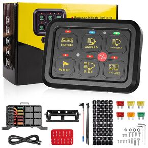 6 Gang Switch Panel with Electronic Relays, Universal Circuit Control Relay System, with Automatic Dimmable On-Off LED Switch