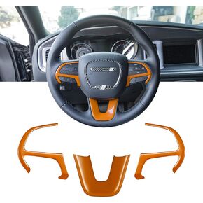 Bonbo Steering Wheel Cover Trim Interior Accessories Decoration Kit for 2015-2021 Dodge Challenger Charger, for 2014-2021 Dodge Durango Special-Purpose 3PCS/Set (White)