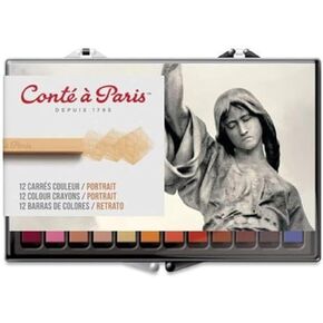 Conté à Paris Colored Crayons Set with 12 Assorted Portrait Colors
