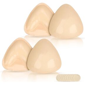 Double-Sided Sticky Bra Pad Insert Push-Up Strapless Stick-On Bra Pad for Bikini, Sport, Dress, with Nipple Covers