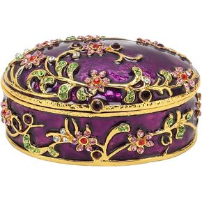 Vintage Faberge Egg Flower Trinket Box Portable Trinket Box Rich Enamel Sparkling Rhinestones Trinket Box Store Mothers Day Luxury Gifts Home Decor ()