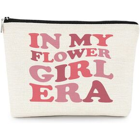 EXUQO In My Flower Girl Era Makeup Bag,Junior Bridesmaid Gifts,Pink Bridal Party Cosmetic Bag,Wedding Souvenir Gift,Zipper Pouch Bag Travel Bag