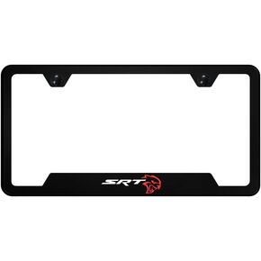 Au-TOMOTIVE GOLD, INC. Officially Licensed UV Print Logo on Black Polycarbonate Notched License Plate Frame for SRT Hellcat