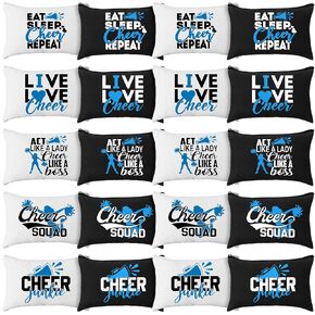 Pinkunn 20 Pcs Cheer Makeup Bags Bulk Cheerleader Gifts for Women Canvas Cheer Cosmetic Pouch Toiletry Zipper Makeup Case Cheerleading Portable Travel Pouch Cheer Team Accessories(Red)