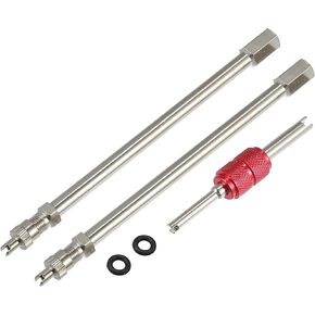 X AUTOHAUX 1 Set 5.90" Dually Valve Stem Extenders Straight Dual Tire Valve Extension for Car Truck RV Pickup Motorcycle Silver Tone