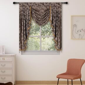 NAPEARL Swag Valance Curtain for Living Room Fancy Waterfall Valance Kitchen Swag Curtains