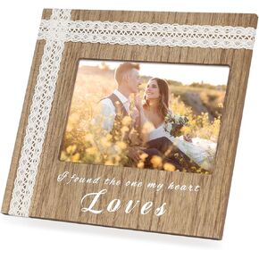 NUPTIO Couple Gifts Picture Frames: Wedding Gift Ideas Anniversary Engagement Valentines Day Christmas Birthday Presents for Couples Boyfriend Girlfriend Newlyweds Friends 4x6 Wood Love Photo Frame