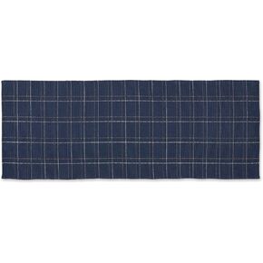 DII Woven Rugs Collection Recycled Yarn, Runner 2'3"x6', French Blue Plaid