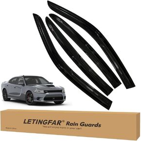 Tape-on Rain Guards for 2011-2023 Dodge Charger, for 2011-2023 Dodge Charger Accessories，Side Vent Visors Shades Window Deflectors for Dodge Charger