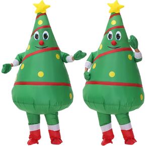 2 Packs Inflatable Christmas Tree Costume Adult Blow Up Costume for Christmas/Halloween (Christmas Tree Costume)