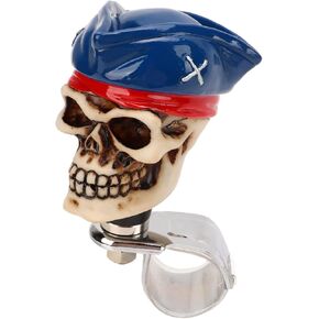 Steering Wheel Spinner, 1.2in Fixing Ring Diameter Pirate Skull Metal Resin Fashionable Distinctive Steering Wheel Knob, Smoother Anti-Slip Steering Wheel Knob Spinner For Cars Trucks Tractors