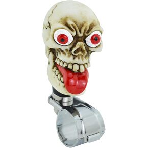 Lunsom Spinning Wheel Knob, Skull Shape Power Handle Steering Wheel Spinner Knob Suicide Power Spinners Turning Aid Helper Fit Most Vehicle (White)