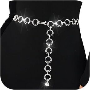 O-Ring Waist Chain Belt Link Link Belts Chain Adjustable Belly Body Chain for Women