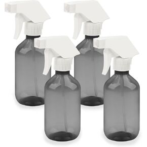 4 Pack 300ml Clear Black Plastic Spray Bottles - Premium Adjustable Nozzles for Lawn & Garden, Hair Care, and Cleaning Supplies