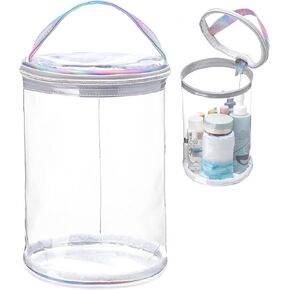 Clear Lotion Bag for Toiletry Cylinder Makeup Bag Heavy Duty Sunscreen Travel Organizer Pouch Waterproof Cosmetic Bag with Handle Zipper Gift for Christmas Beach Pool Airport Women(White)