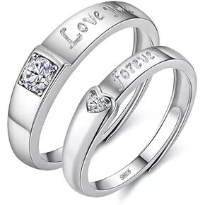 925 Sterling Silver Adjustable Couple Ring for Men & Women