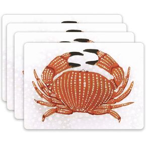 Cork Placemats: 4pc Set Heat Resistant Crab Cork Backed Placemats - 16" x 12" Hardboard Placemats with Cork Backing for Dining Table - Perfect for Dinner - rockflowerpaper