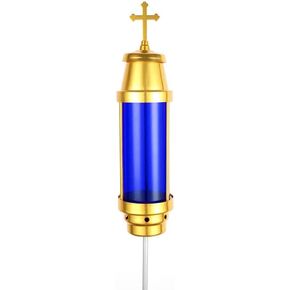 Cross for Cemetery Grave,Cemetery Candles for Grave,Latin Cross and Greek Cross,7 Day Candle Holder,for Garden, Lawn, Yard - Memorial Grave Decorations (Silver Blue Latin Cross)