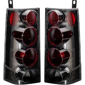 Tail Light Halogen Compatible With 2003-2019 Chevy Express/GMC Savana Van Euro Driver and Passenger Side Black Rear Brake Lamps