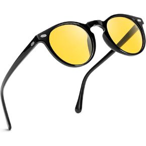 TJUTR Night Vision Driving Glasses for Men Women, Polarized Yellow Lens Nighttime Glasses Reduce Glare and Enhance Vision
