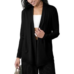 Women’s Open Front Cardigan Sweater, Long, Lightweight, and Versatile Green & Black Cardigans for Women