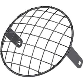 KIMISS Motorcycle 8" Headlight Mesh Grill Side Mount Universal Cover Mask for Cafe Racer (Black) + motorcycle headlight guard stone guard Suitable for lighthouse grid 17 cm
