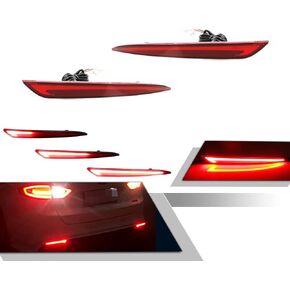 3D Optic Red LED Rear Bumper Reflector Turn Signal Brake Tail Lights Lamps for 2013 2014 2015 2016 2017 2018 Ford Fusion Mondeo 2 Pack