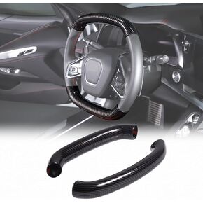 Car Steering Wheel Cover Compatible with Corvette C8 Stingray 2020 2021 2022 2023, Segmented Anti-Skid Steering Wheel Protector Interior Accessories (Carbon Fiber Pattern)