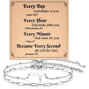 Tarsus Silver Cross Bracelet for Women, Christian Gifts for Women, Religious Gifts Dainty Bracelet
