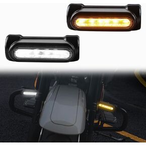 Highway Bar LED Auxiliary Lights for CVO Road Glide, Black Highway Guard Crash Bar Switchback Lamp w/White DRL & Amber Turn Signal Light for Harley Touring CVO Road Glide 2024 Accessories