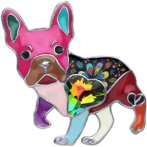 Bonsny Enamel Alloy Rhinestone French Bulldog Brooches Pin Jewelry For Women Girls Novelty Gift Charms