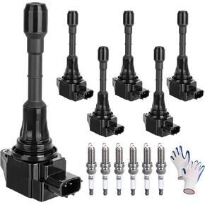 Ignition Coil Iridium Spark Plugs Set of 6 Compatible for Nissan Altima Maxima Murano Quest/Infiniti EX35 FX35 G25 G35 JX35 Q70 QX60 2.5 3.5L V6 Replace UF550 1406