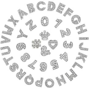 Bling Shoe Charms for Women,Alloy Shoe Decoration with Rhinestones,Numbers and Letters Charms for Shoe