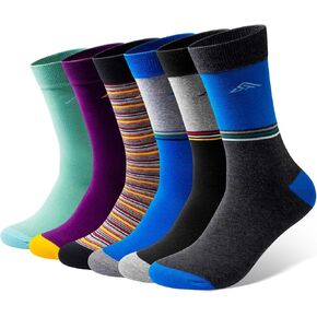 Cotton Dress Socks for Men: Business Crew Patterned Casual Mens Socks for Gift 6 Pairs