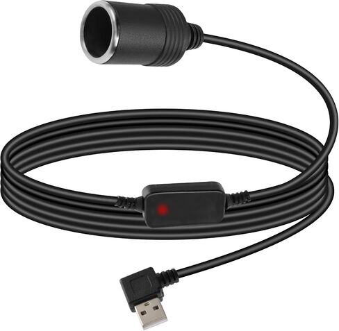 RIIEYOCA USB A Male to Cigarette Lighter Socket Converter Cable, 5V to 12V 90 Degree Right Angle USB A to Cigarette Lighter Female Adapter for Dash Cam,Radar Detector,GPS,Driving Recorder(1.2M/3.9FT) in Saudi Arabia