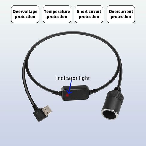 RIIEYOCA USB A Male to Cigarette Lighter Socket Converter Cable, 5V to 12V 90 Degree Right Angle USB A to Cigarette Lighter Female Adapter for Dash Cam,Radar Detector,GPS,Driving Recorder(1.2M/3.9FT) in Saudi Arabia