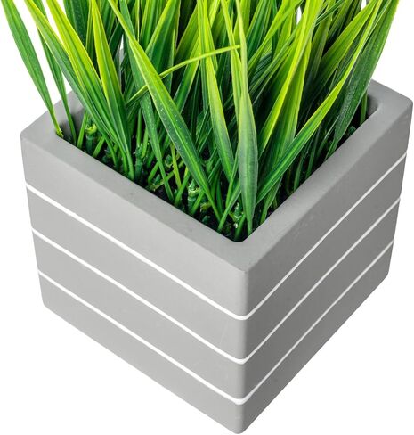 MyGift Artificial Green Grass Plants in Vintage Black Wood 4 Inch Planter Boxes, Faux Greenery in Decorative Square Crate Style Wooden Containers, Set of 3 in Kuwait
