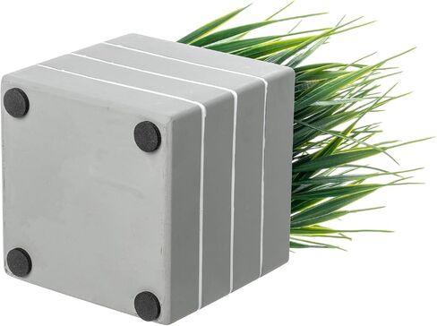 MyGift Artificial Green Grass Plants in Vintage Black Wood 4 Inch Planter Boxes, Faux Greenery in Decorative Square Crate Style Wooden Containers, Set of 3 in Kuwait