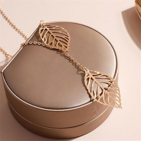 WCRAZYE Bohemian Leaf Earrings and Necklace Set for Women Unique Simple Gold Silver Lightweight Cutout Leaf Dangle Drop Earrings Fashion Filigree Leaf Y Necklace Gold Leaves Y Lariat Necklace Choker Jewelry Gifts in Kuwait