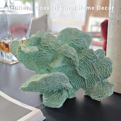 Artificial Sea Coral Statue, Coral Sculpture Home Decor Resin Nautical Decor, Coastal Decorations for Home Beach Themed Decor for Party Wedding Room Kitchen Table Shelf (White) in Kuwait