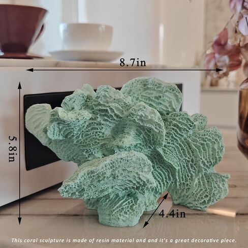 Artificial Sea Coral Statue, Coral Sculpture Home Decor Resin Nautical Decor, Coastal Decorations for Home Beach Themed Decor for Party Wedding Room Kitchen Table Shelf (White) in Kuwait