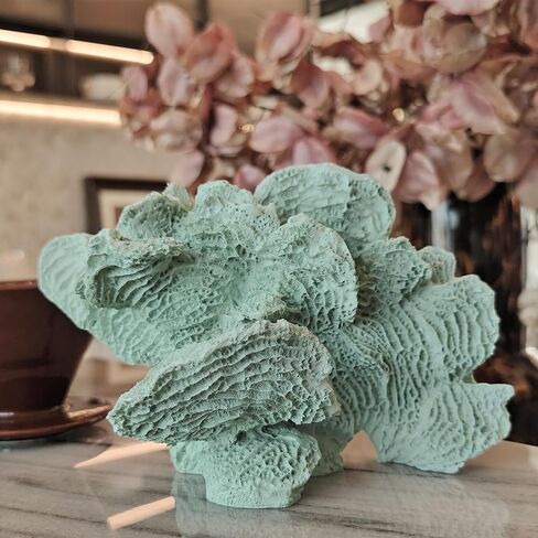 Artificial Sea Coral Statue, Coral Sculpture Home Decor Resin Nautical Decor, Coastal Decorations for Home Beach Themed Decor for Party Wedding Room Kitchen Table Shelf (White) in Kuwait
