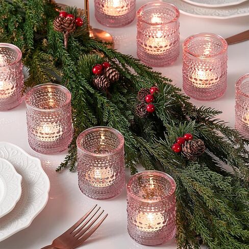 24 Pack Clear Glass Votive Candle Holders, Vintage Candle Holder for Floating Candle, Tealight Candle Holder for Table Centerpieces Home Bridal Shower Birthday Christmas Table Decoration (Amber) in Saudi Arabia
