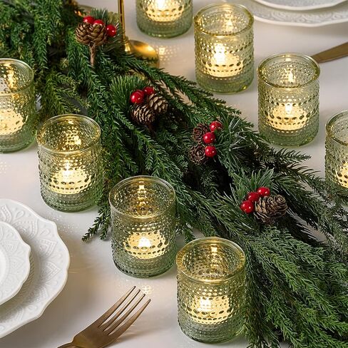 24 Pack Clear Glass Votive Candle Holders, Vintage Candle Holder for Floating Candle, Tealight Candle Holder for Table Centerpieces Home Bridal Shower Birthday Christmas Table Decoration (Amber) in Saudi Arabia