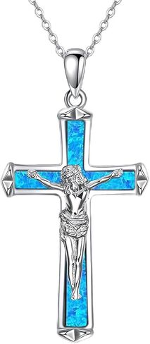 POPLYKE 925 Sterling Silver Cross Necklaces for Women Pendant Christian Jewelry for Women 18"+2" and 20"+2" chain in Saudi Arabia