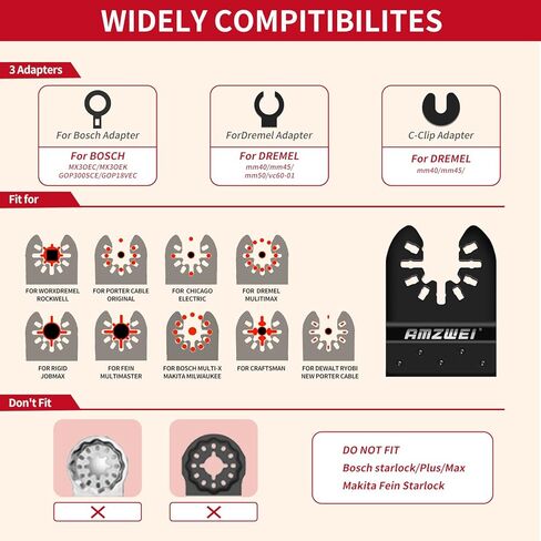 30PCS Japanese Teeth Oscillating Tool Blade, CRV Extra Long Multi Tool Blade Kits Clean Cut for Wood, Universal Oscillating Saw Blades Compatible with Dewalt Bosch Milwaukee Ryobi in Saudi Arabia