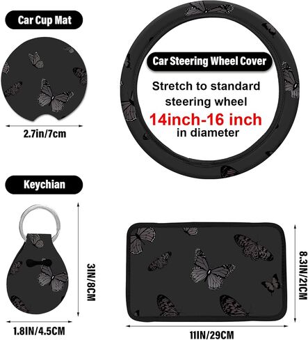 10 Pieces Cow Car Steering Wheel Cover Center Console Armrest Pad Headrest Seat Belt Cover Handbrake Cover Keychain Coaster Full Set Car SUV(Cow) in Saudi Arabia