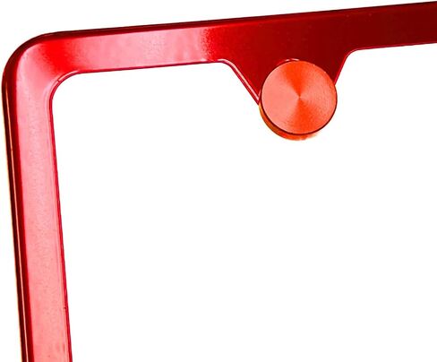 Four Holes Slim License Plate Frame Candy Red Powder Coated Universal Fit Aluminum Screw On Cap Cover, T304 Stainless Steel, Rust Proof Weather Proof Stainless Steel Screws (Qty: 1 Frame) in Saudi Arabia
