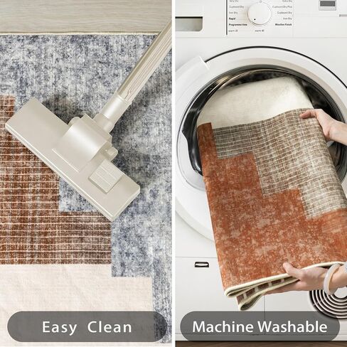 سجادة عداء تجريدية هندسية قابلة للغسل، تصميم سلم هرمي، سجاد حديث باللونين الأزرق والبني، سجاد عداء المدخل ذو لمسة عتيقة غير قابل للانزلاق لغرفة النوم والمطبخ ومدخل الحمام، سجادة زرقاء مقاس 2 × 6 in Kuwait