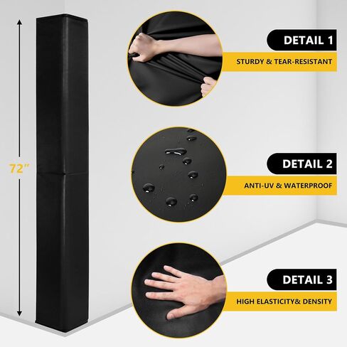 Wall Corner Guards & Edge Protector, Heavy Duty Wall Corner Protective Safety Padding, All-Weather 2 Sides Corner Pad for Gyms, Basketball Court, Playrooms, Garages,etc. (Black, 5FT Tall 6in Sides) in Saudi Arabia